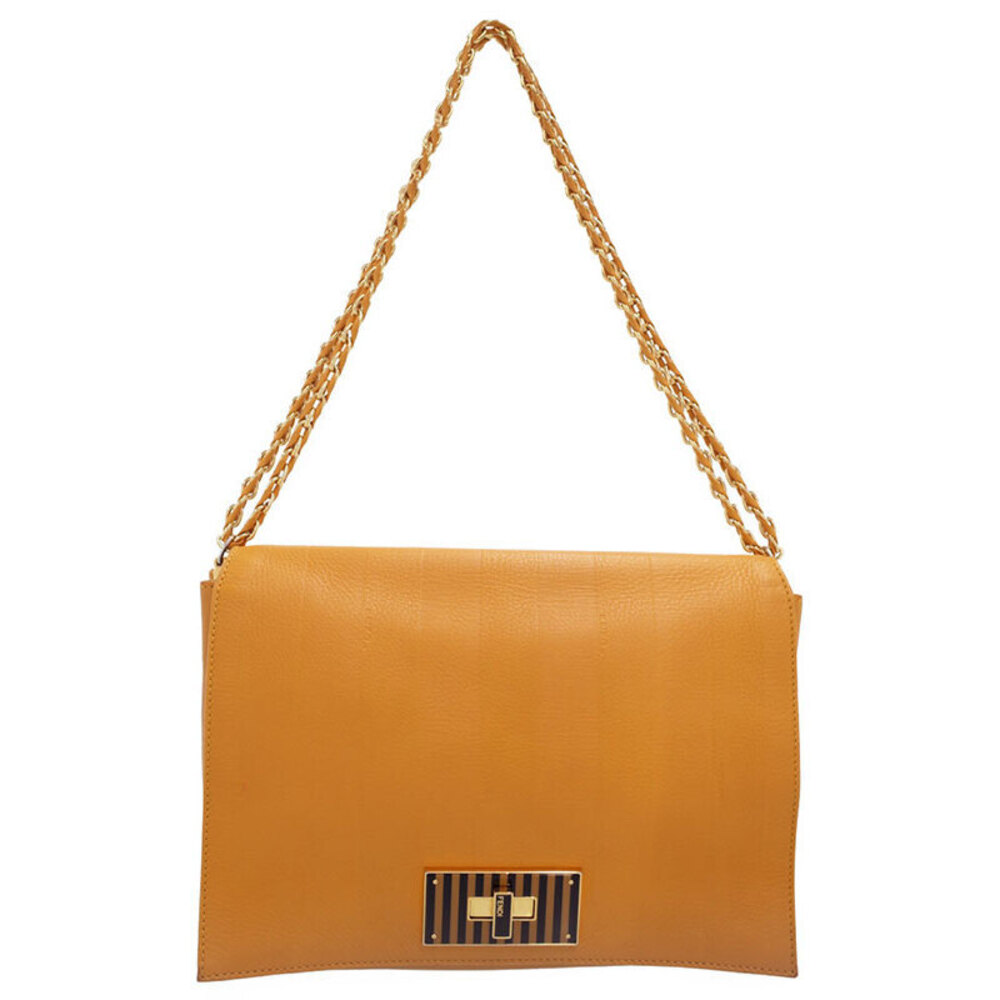 FENDI Pecan Embossed Chain Shoulder Bag